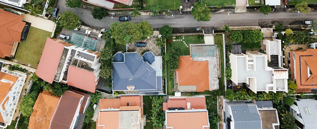 Vista aérea de casas