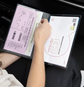 Black Car Documents Holder with documents inside