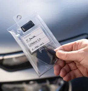 Transparent Key Pouch with white insert card